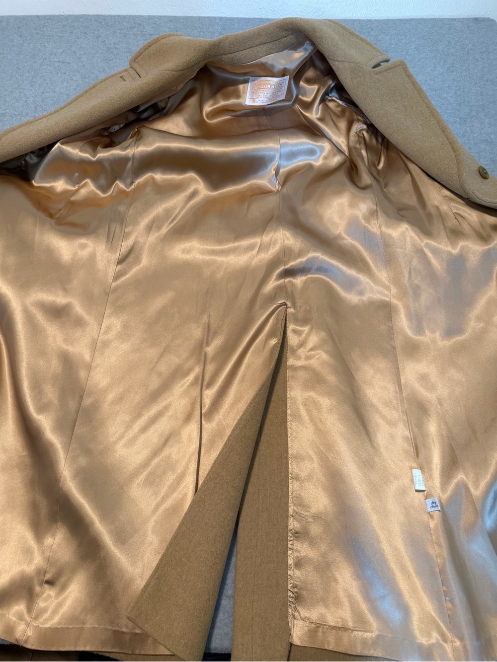 Pendleton Trench Coat Vintage Tan 90s Wool Camel Double Breasted Maxi Women’s 14 - Picture 8 of 12